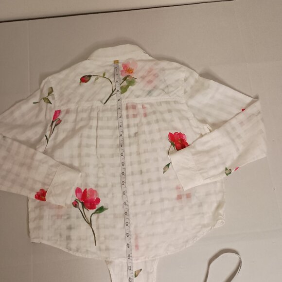 Rails Women’s Kelsey Floral Powder Check Blouse with Front Tie Size S Small - Picture 14 of 16